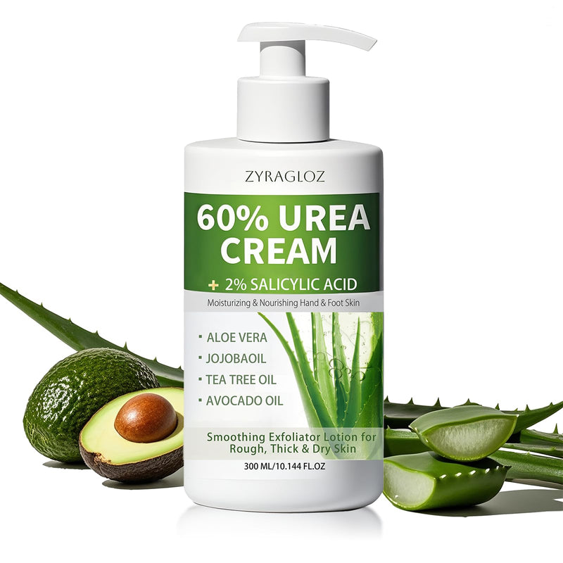 60% Urea Cream with 2% Salicylic Acid, Urea Cream 60 Percent for Feet & Hands, Maximum Strength Moisturizer Foot Lotion for Dry Cracked Heels Feet Knees Elbows Hands, Callus Remover, 10.1 fl oz - BeesActive Australia
