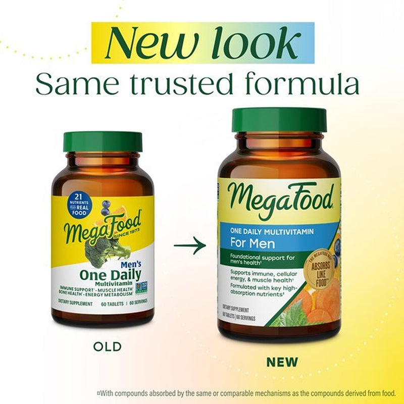 MegaFood One Daily Multivitamin for Men with 21 Nutrients, 90 Tablets | Immune Support, Cellular Energy & Muscle Health, Methylfolate, Methylated B12, C, D3, Zinc, Non-GMO, Vegetarian, 90 Servings Unflavored 90 Count (Pack of 1)