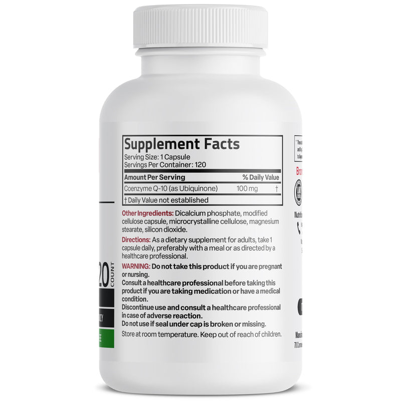 Bronson CoQ10 100 mg (Ubiquinone), High Potency, 120 Vegetarian Capsules | Cellular Energy & Heart Health Support, Powerful Antioxidant, Vegan & Gluten-Free 120 Count (Pack of 1)