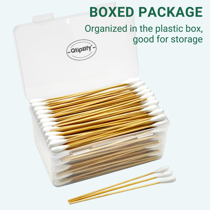 200PCS Large Cotton Swabs, Dog Cotton Swabs for Ears, 6" Long Dog Ear Swabs Large Size, Highly Absorbent Cotton Buds with Strong Bamboo Stick, Specially Designed for Dogs Cats Ear Cleaning, Pet Care 200pcs cotton swabs
