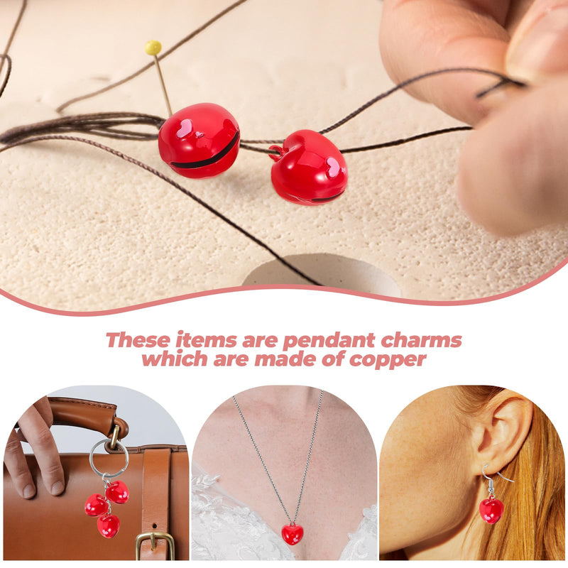 Kisangel 6Pcs Red Cat Collar Bell Heart Shaped Bell Jewelry Charms Pet Collar Pendant Training Charm Pendants Red Heart Keychain Charm for Pet Cat Dog Necklace Collar DIY Keyring Pendant - BeesActive Australia
