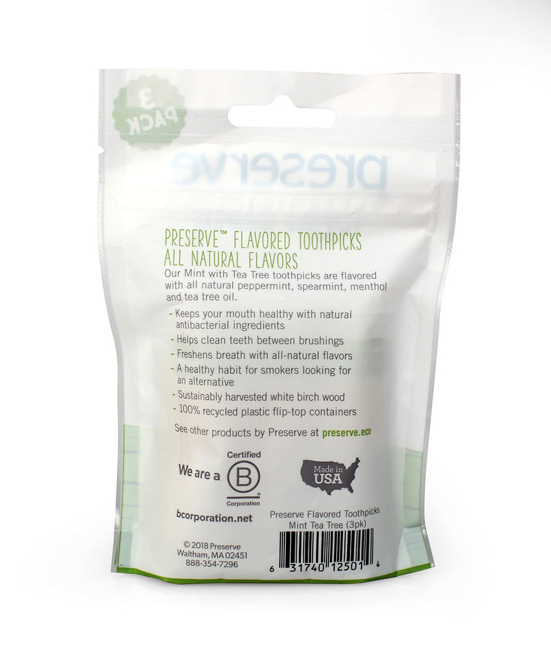 Preserve Flavored Toothpicks, Mint Tea Tree, 3 Count - BeesActive Australia