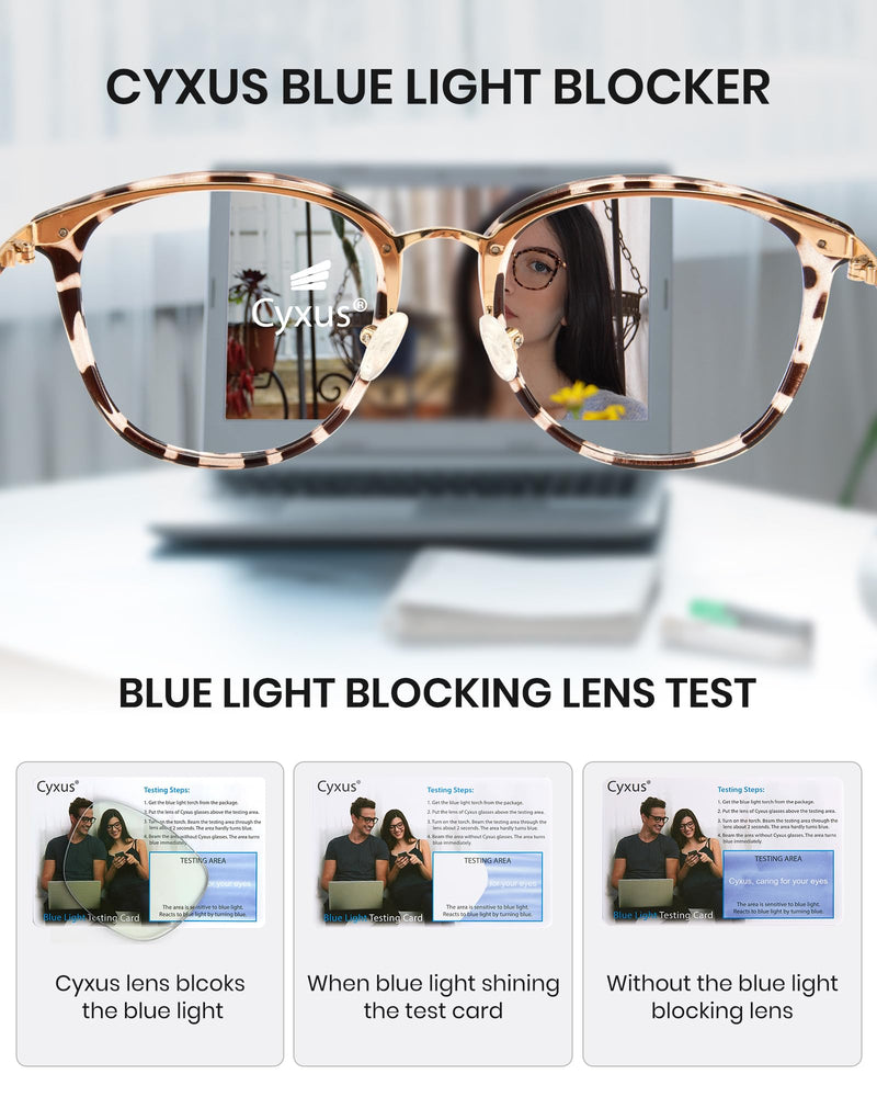 Cyxus Blue Light Glasses for Women, Blue Light Blocking Eyeglasses for Women, Round Computer Eyewear Anti Eye Strain Glasses 1-leopard 8169 clear - BeesActive Australia