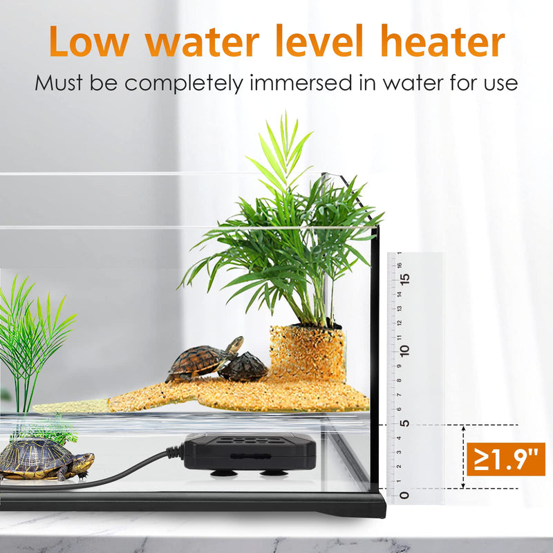 AQQA Aquarium Submersible Heater for Fish Tank,HD Temperature Display and Built-in Thermometer,External Controller Temperature Control Range 59℉-93℉,Safety Control Protects 25W 25W(1-5 Gallon)