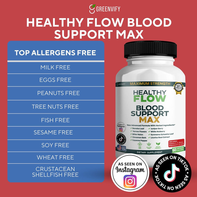 Healthy Flow Blood Support Max, 60 Capsules, Herbal Supplement with Vitamins & Minerals (1) 1