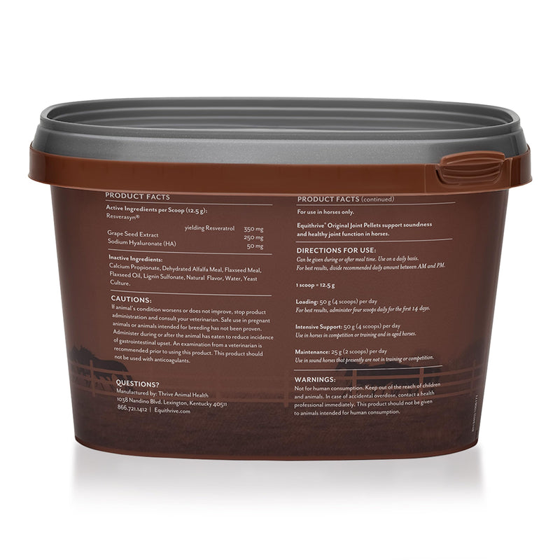 Equithrive Original Joint Supplement Pellets with Resveratrol and Hyaluronic Acid for Horses in Training and Competition and Senior Horses, 1.65 lbs 1.65lbs (30 day supply) - BeesActive Australia