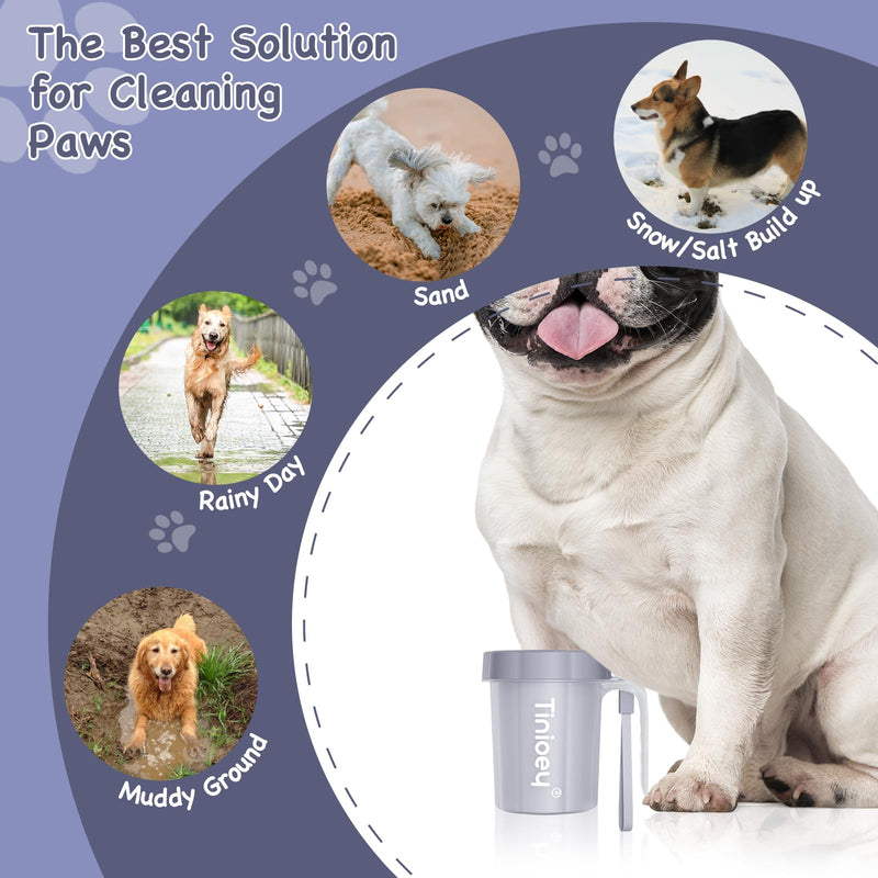 Paw Cleaner for Dogs Medium Small Breed with Handle | Dog Paw Cleaner to Clean Muddy Paws | Dog Foot Cleaner Paw Washer for Dogs & Pets| Dog Feet Washer (Gray) Medium with Handle Gray - BeesActive Australia