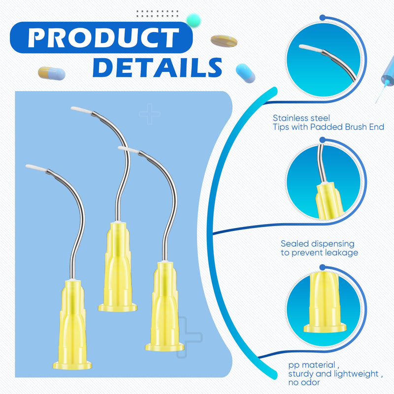 100 Pcs Mixing Tips 19g Bent Dispensing Tips with Brush End Disposable Oral Irrigation Needle for Oil or Glue Applicator - BeesActive Australia