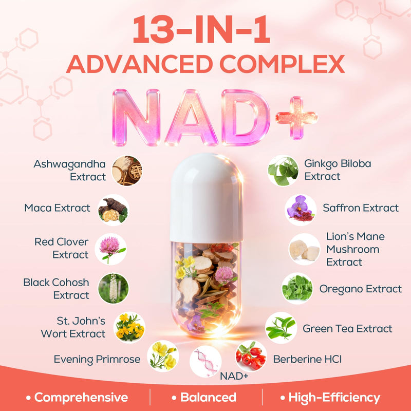 NAD for Women, NMN Alternative, Female Liposomal NAD+, 90 Capsules | Women Focused Formula, Cellular Wellness Support*, Liposomal Delivery System, Antioxidant & Cognitive Function, Vegan 90 Count (Pack of 1)