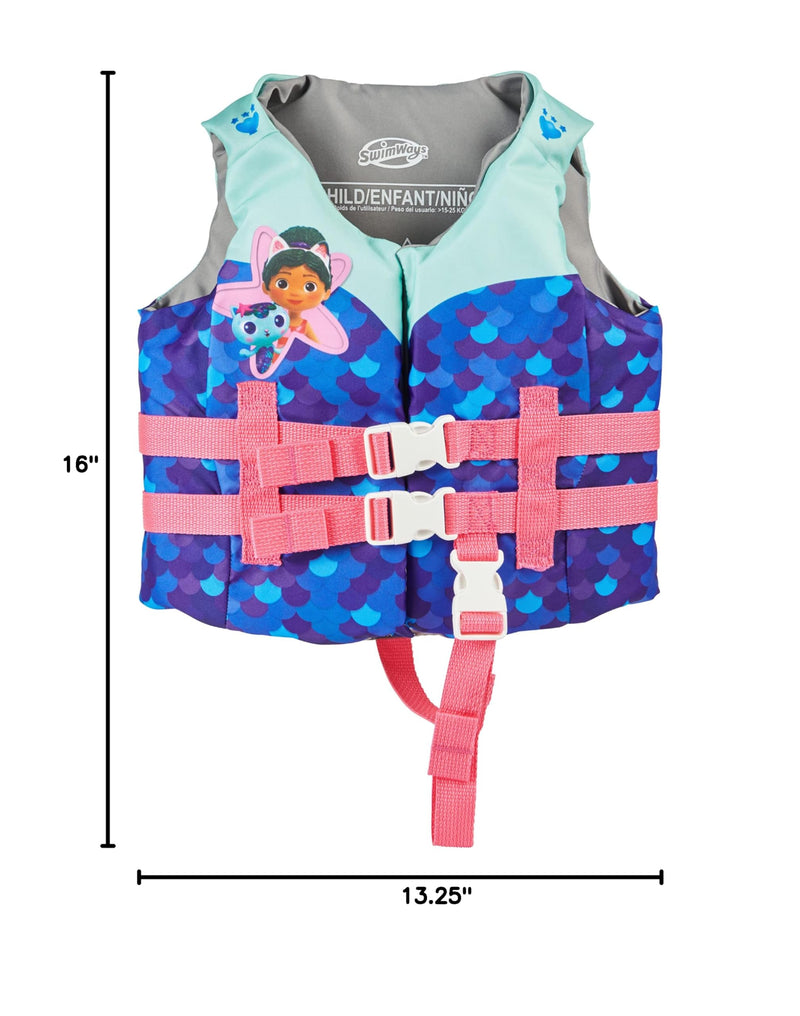 SwimWays Gabby's Dollhouse Swim Trainer Life Jacket, US Coast Guard Approved Life Vest Kids Swim Vest, Pool Floats & Life Jackets for Kids 33-55 lbs, Gabby - BeesActive Australia