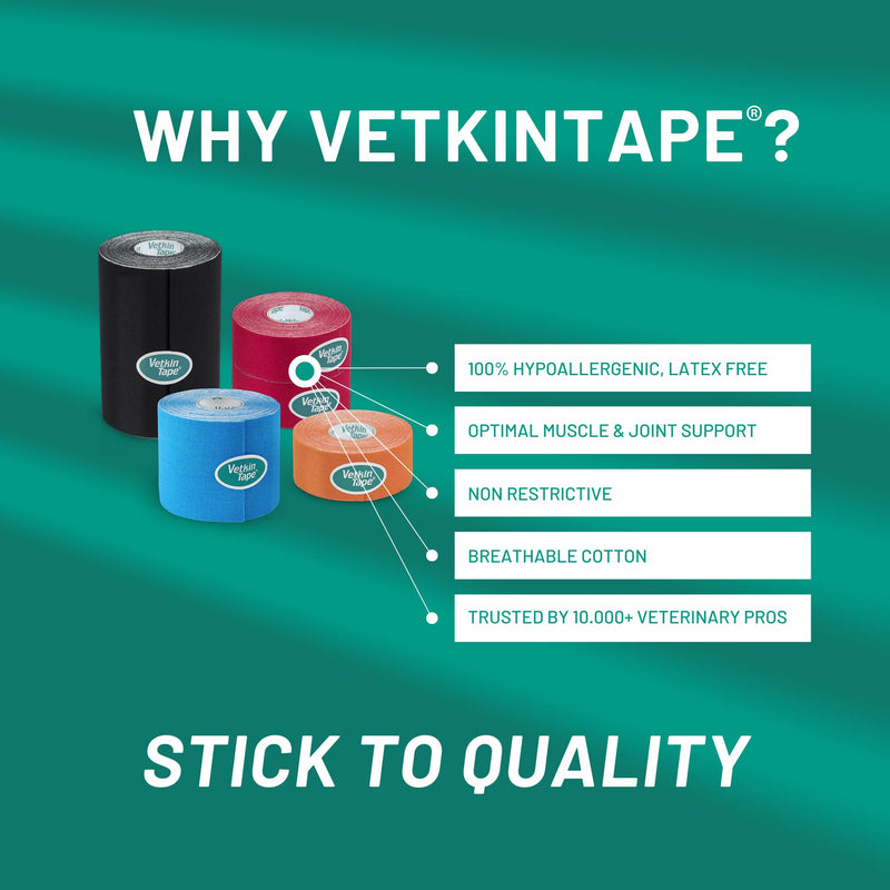VETKIN VetkinTape Canine & Equine Kinesiology Tape | Veterinary Medical Tape | Vet Wrap for Joint Support & Pet Care | Self Adhesive Bandage Wrap | Pink | 2.4in | (Pack of 1)