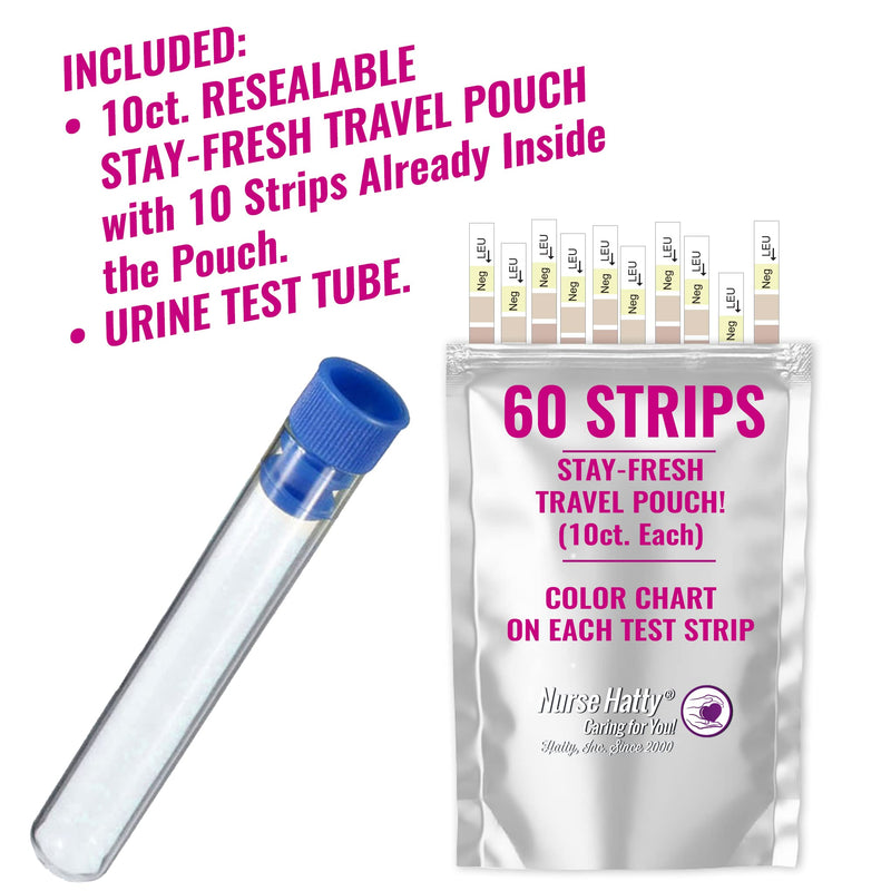 Nurse Hatty - 5in1 60ct. UTI Test Strips KIT - Urinary Tract Infection Test Strips - Easy to Read Color Chart on Strip - Urinalysis Test to Analyze Leukocytes, Nitrite, pH, Protein, and Blood