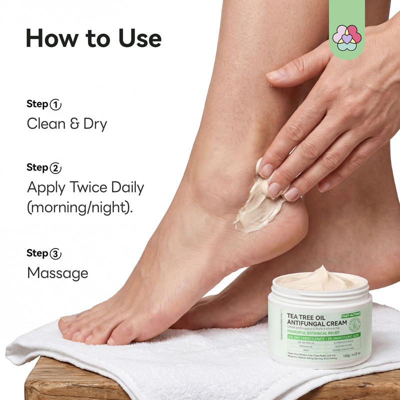 SAVILAND Antifungal Cream 120g FSA-HSA Max Strength 25% Undecylenic Acid Anti Fungal Cream for Skin Foot Fungus Treatment Athletes Foot Jock Itch Ringworm Skin Comfort with Tea Tree & Oregano Oil - BeesActive Australia