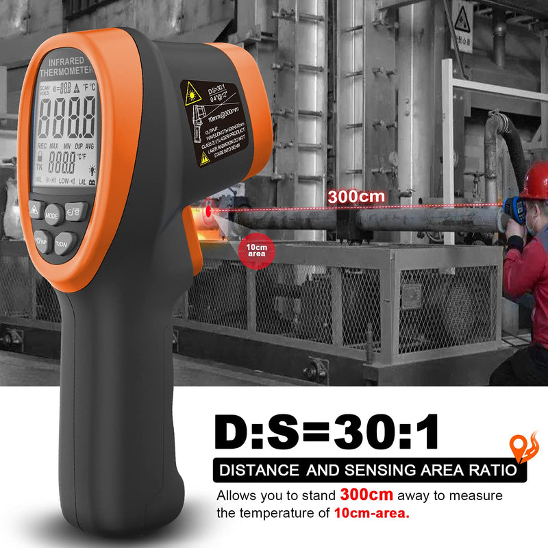 High Temperature Infrared Thermometer, AIOMEST Digital IR Pyrometer 30:1 Measure Temp -58~2732℉, Dual Laser Industrial Termómetro Handheld AI-1500 for HVAC Kilning Casting Pottery Forge Orange