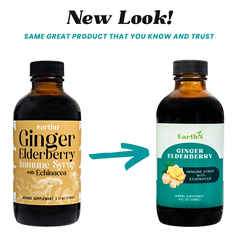 Ginger Elderberry Immune Defense Syrup with Echinacea, Vitamin C, Honey - Organic Super Premium Liquid - 100% Pure Ingredients - Natural Immunity Support Supplement (4 fl oz)