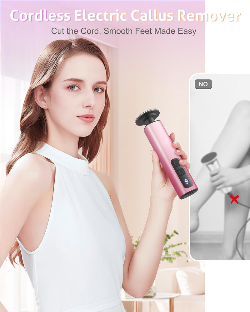 2 in 1 Electric Foot Callus Remover, 9 Adjustable Speeds Foot Scrubber USB Rechargeable Pedicure Tools for Feet, Dry Dead Skin Scraper Foot Grinder with 80/120 Grit Sandpaper Discs Rollers for Women Pink Gradient - BeesActive Australia