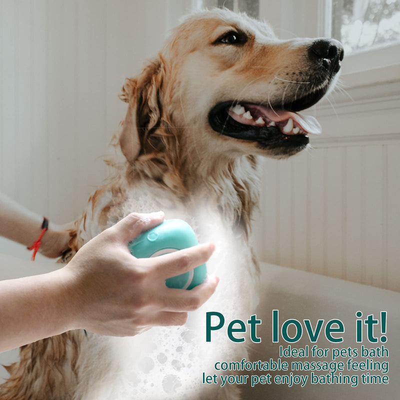 Dog Bath Brush, Pet Massage Brush Shampoo Dispenser, Soft Silicone Brush Rubber Bristle for Dogs and Cats Shower Grooming Blue - BeesActive Australia