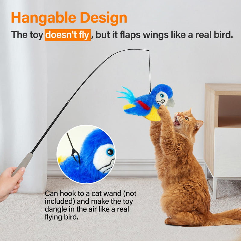 Cat Toys for Indoor Cats, Flapping Bird Cat Toy, Electric Simulated Chirping Bird Interactive Cat Toy with Flappy Wings, Rechargeable Touch Activated Cat Toys with Catnip and Feather - Bule B-Blue - BeesActive Australia