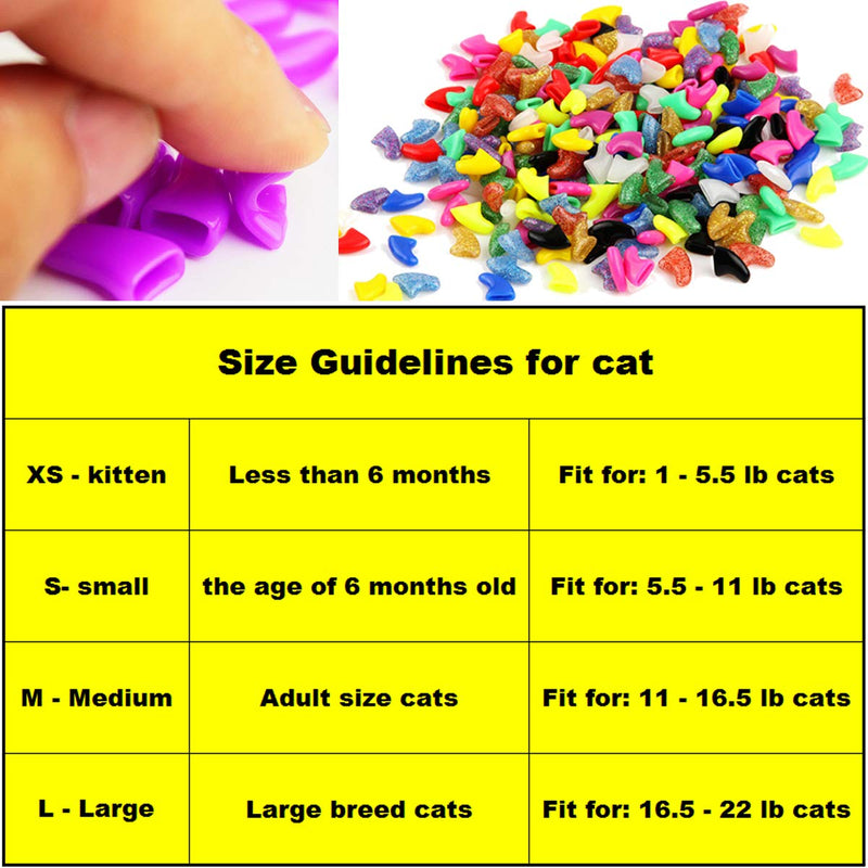 VICTHY 140pcs (14 Colors) Cat Nail Caps, Cat Claw Covers Cat Nail Covers with Adhesives and Applicators (Medium) Medium - BeesActive Australia