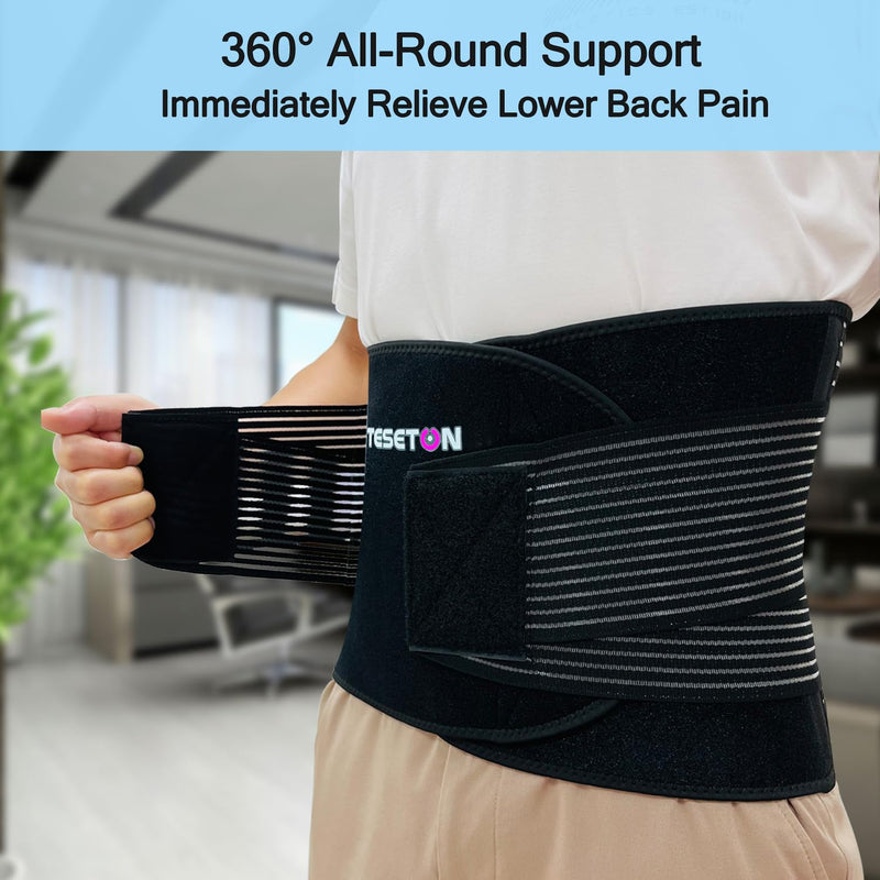 TESETON Back Brace for Men and Women, Back Support Belt Relief Lower Back Pain Herniated Disc, Sciatica, Scoliosis, Breathable Mesh, Lumbar Support Belt with 8 reinforced Bones 02 Black-M M(WAIST:28"-31"） - BeesActive Australia
