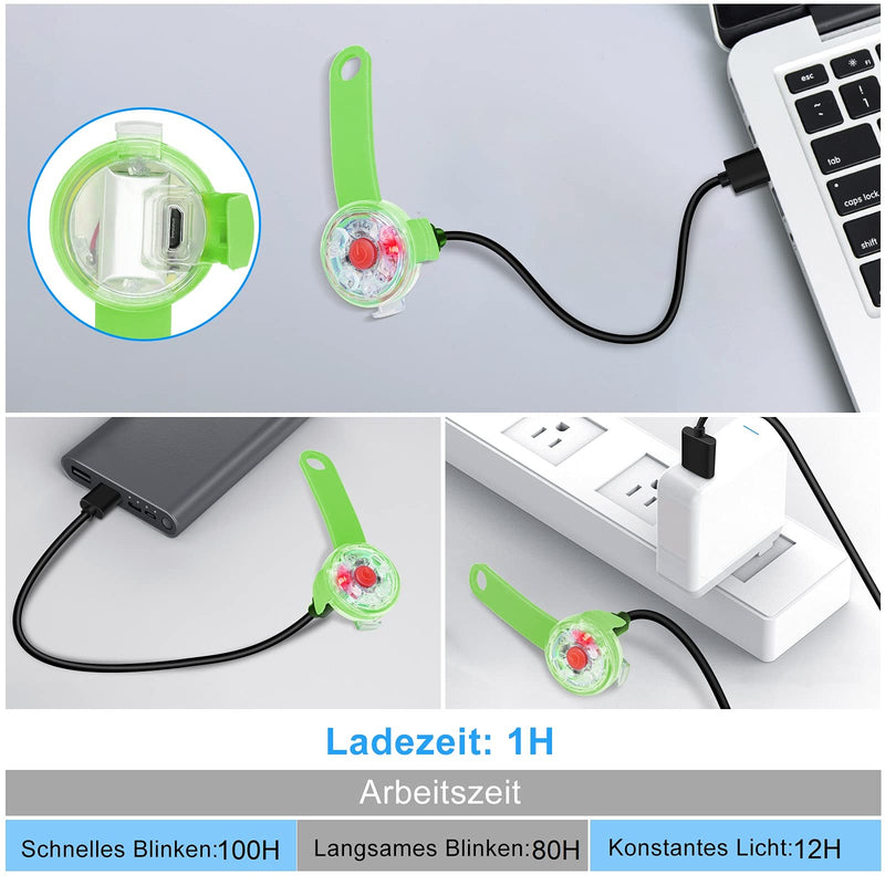 Fttouuy Safety LED Flashing Light for Dogs, Cats - USB Rechargeable LED Light Pendant Dog, 3 Flashing Modes Waterproof Safety Pet Lights (Green) Green - BeesActive Australia