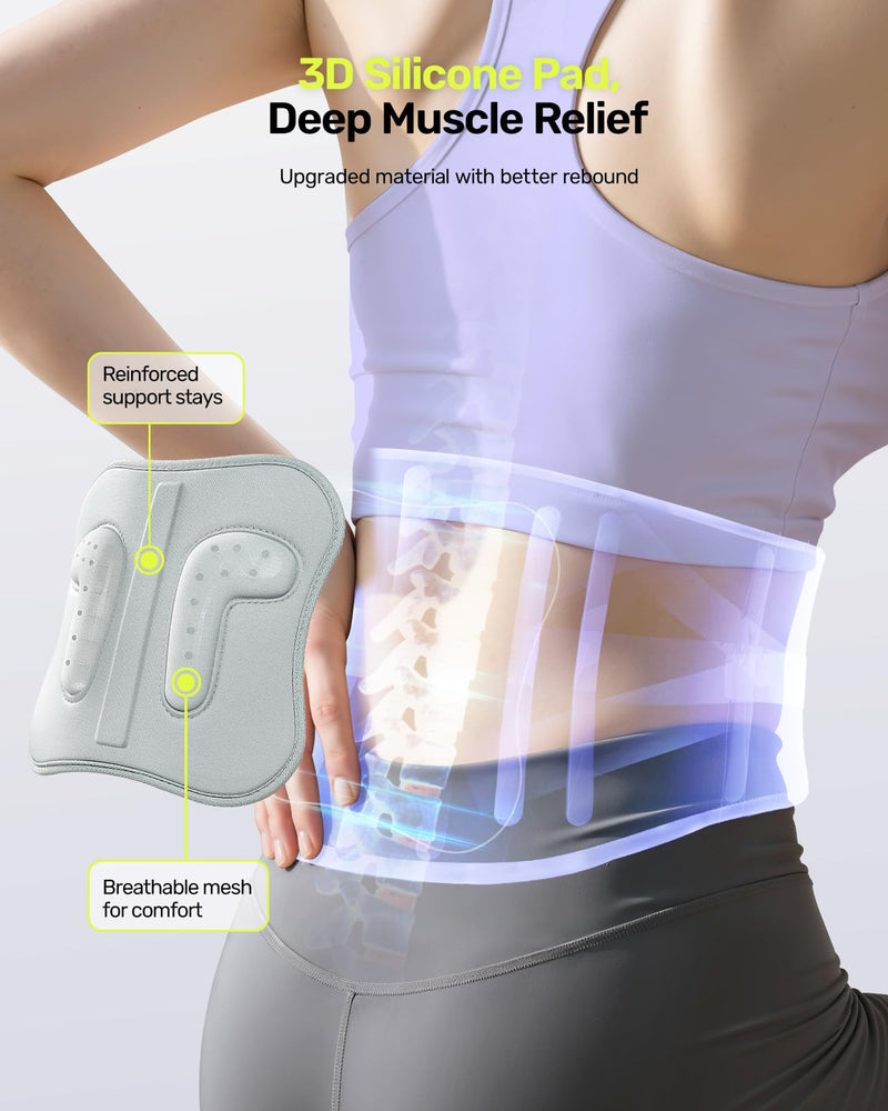 Rakiie Back Brace for Lower Back Pain Women with 9X Support System, Ergonomic Lumbar Support for Pain Relief, Breathable Mesh Design with 3D Silicone Pad for Sciatica, Sciatica,Purple Size L (Waist: 35.8"-43.7") Purple Large(Waist: 39.4"-45.3") - BeesActive Australia