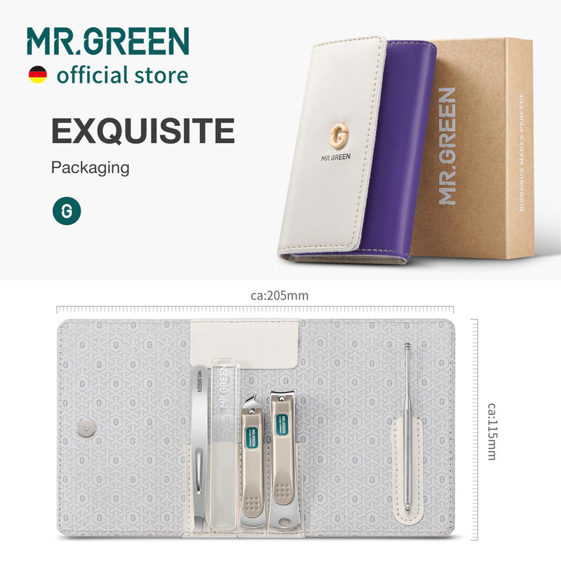 MR.GREEN Colorful Manicure Set Practical Pedicure Kits Nail Clippers Personal Care Tools Facial Hair Scissors with Fashion Case (Mr-6684 Purple) Mr-6684 Purple - BeesActive Australia