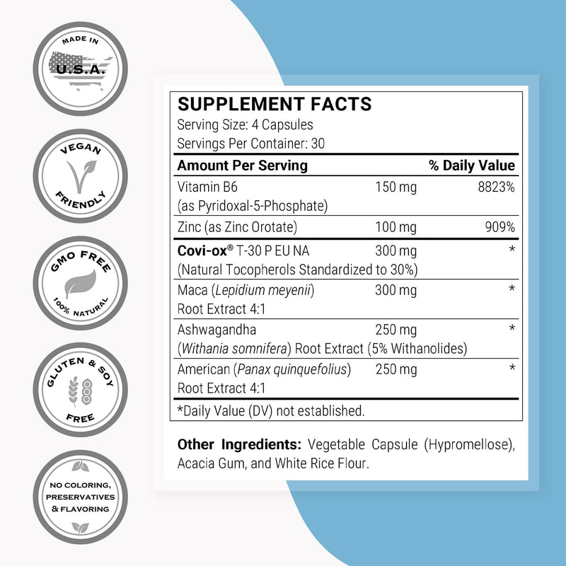 Supersmart - Natural Anti Prolactin Supplement - with p5p Vitamin B6, Mucuna Pruriens, Maca Root, Ashwagandha | Gluten Free - 120 Vegetarian Capsules