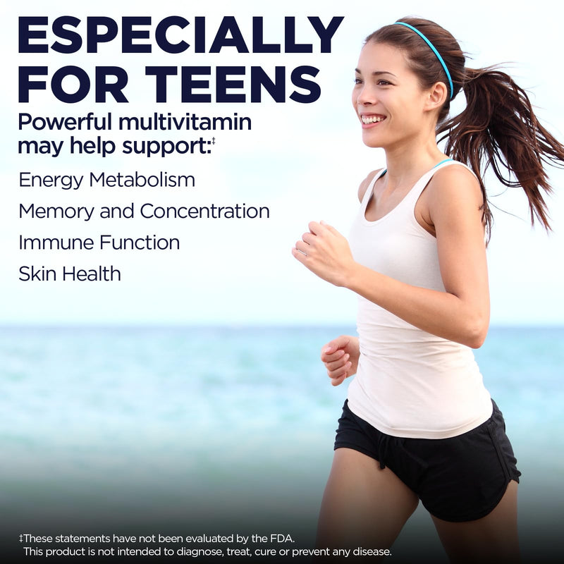 KAL Teens Enhanced Energy Supplements - Once Daily Whole Food Multivitamin w/Iron - 23 Vitamins and Minerals - Brain and Immune Support w/Super Foods - Vegetarian, 60-Day Guarantee, 60 Serv, 60 Tabs | Daily Supplement for Teens W/ 25 Essential Vitamins...