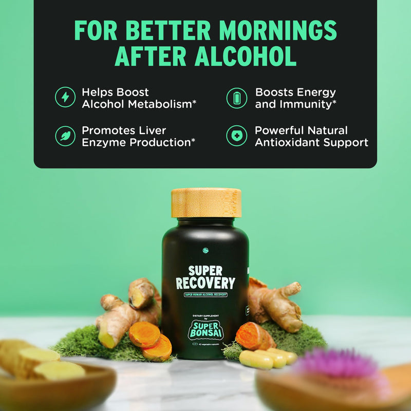 SuperBonsai Super Recovery Capsules for Post Celebration and Morning Relief - All Natural Holistic Support - 3 Capsules Taken Before Drinking and an Optional Serving After (14 Servings) 42 Count (Pack of 1) - BeesActive Australia