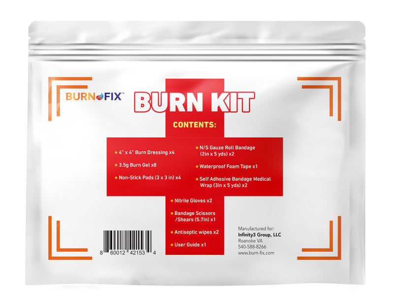 BurnFIX® Burn Kit First Aid Recommended by Doctors, Comprehensive 25pcs First Aid Kit Includes Burn Gel, Burn Dressing, Gloves, Scissors, Wipes for Quick Burn Relief - Sunburn, Electrical, Flame Burns - BeesActive Australia