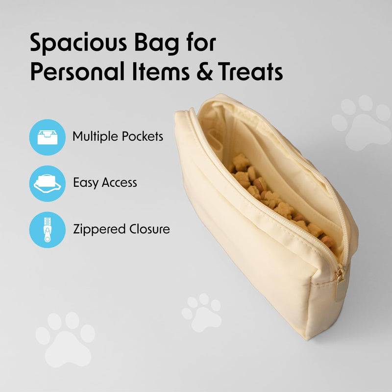 Hands-Free Dog Leash with Adjustable Waist & Crossbody Fanny Pack Perfect for Walking, Jogging, & Training, Securely Holds Treats, Toys, and Essentials, Comfortable, Durable, and Convenient Design Small Beige - BeesActive Australia