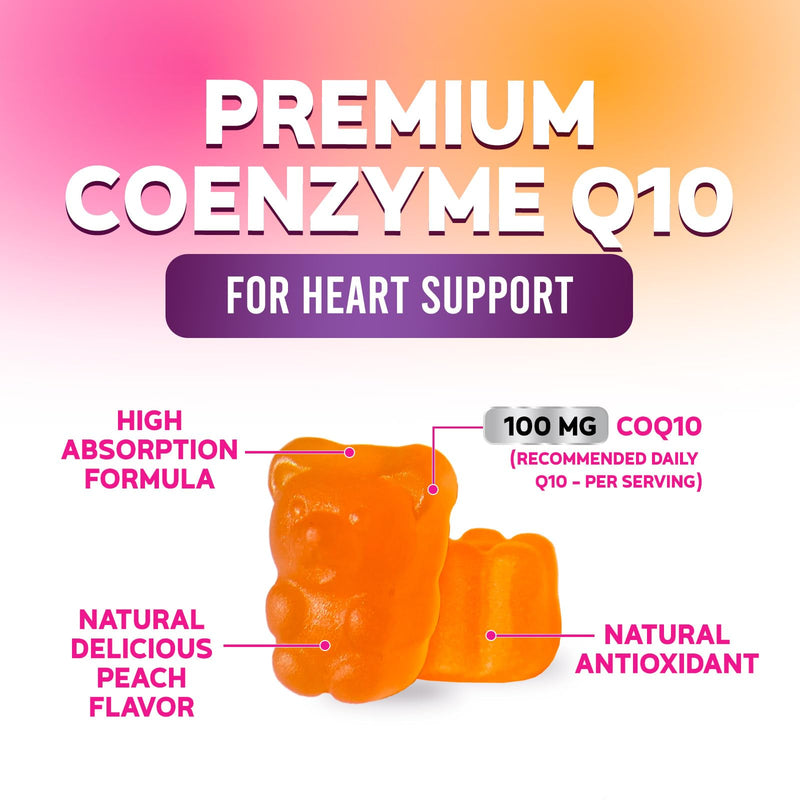 CoQ10 Gummies - Coenzyme Q10 100mg Per Serving - 3X Strength, High Absorption, Antioxidant Supplements for Heart Health Support & Energy Production, Ultra Coq 10 Vitamins Supplement - 60 Gummies 60 Count (Pack of 1)
