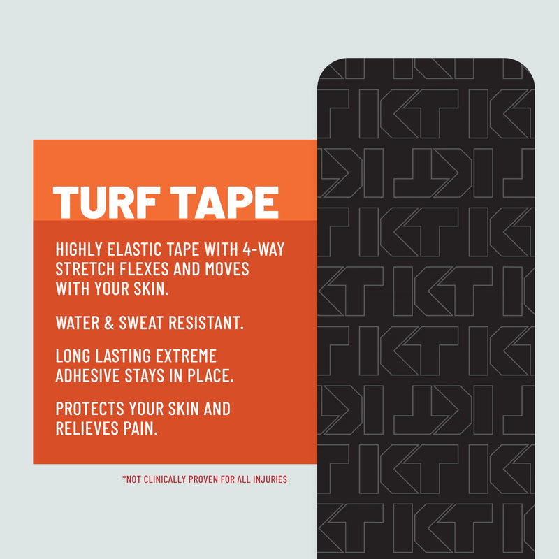 KT Turf Tape – Premium Synthetic Tape 30 ft. Turf Burn Protection, Pain Relief, and Muscle Support – Extra-Wide 4 in. x 30 ft. Roll, Flexible and Long-Lasting Adhesive, Ideal for Football and Athletes Black - BeesActive Australia