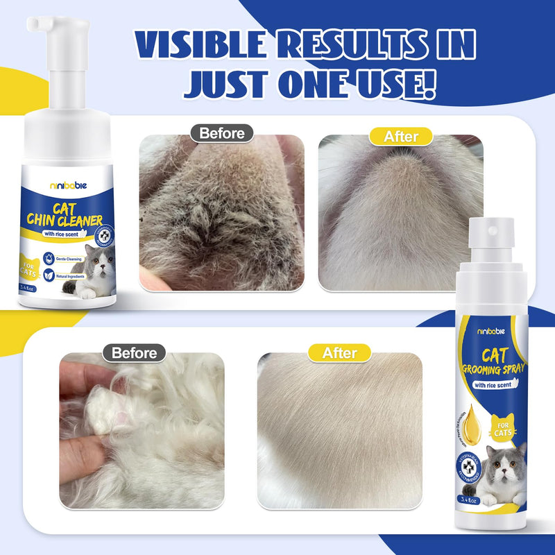 Cat Acne Chin Cleaner,Removes Cat Chin Blackheads with Grooming Spray,Equipped with Cleansing Brush cat chin kit