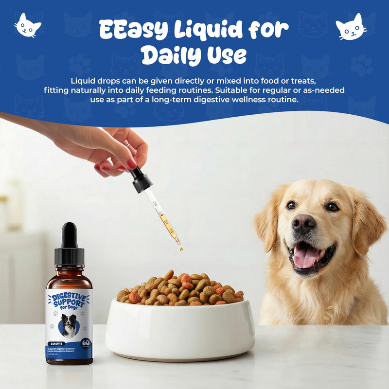 Digestive Support Drops for Dogs, Homeopathic GI Relief for Diarrhea, Constipation & Gas, Liquid Formula for Sensitive Stomachs, 2 fl oz (60 mL)