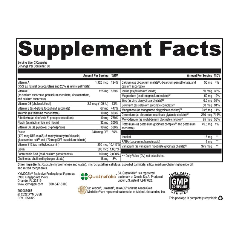 XYMOGEN ActivNutrients Without Copper & Iron, 120 Capsules | Multimineral Formula for Wellness Support, Antioxidant Activity Support, Vegetarian, Non-GMO, Gluten-Free