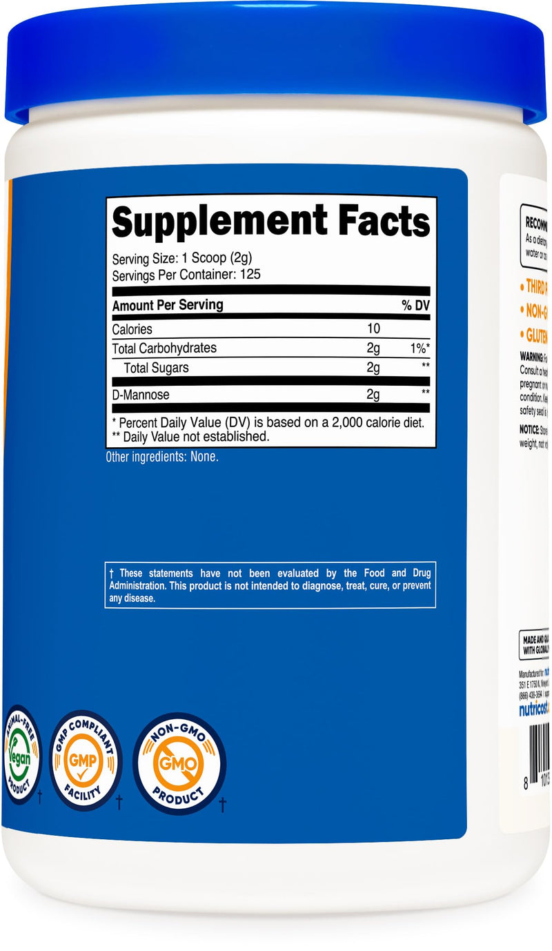 Nutricost D-Mannose Powder 250 Grams - Non-GMO and Gluten Free 8.8 Ounce (Pack of 1)