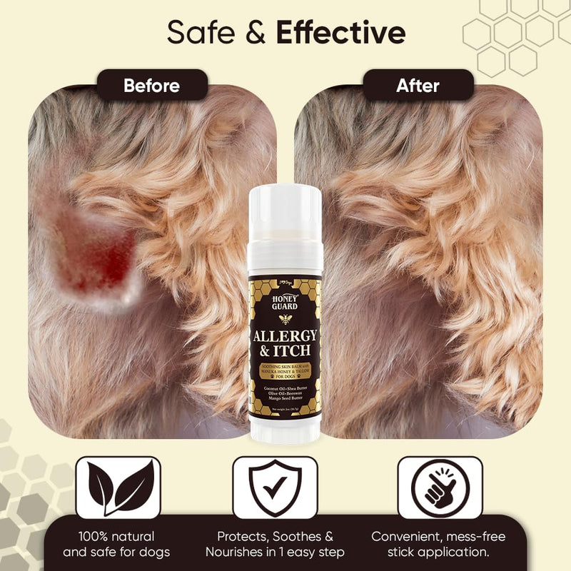 iHeartDogs Honey Guard Allergy & Itch Relief Dog Healing Balm for Paw, Nose & Skin - Hot Spot & Dry Skin Soother with Manuka Honey, Tallow, Shea Butter & Mango Seed Oil - 2oz - PawsPlanet Australia