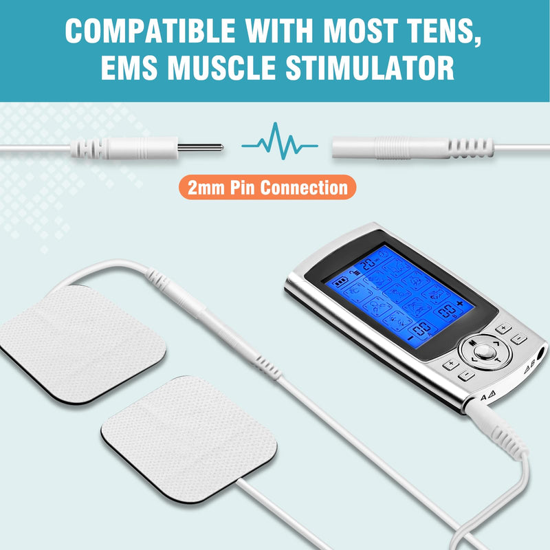 72-Pack TENS Unit Pads (2"x2"), Reusable Self-Adhesive Electrodes Pads with 0.2mm Connector, Latex-Free, Hypoallergenic & Compatible with TENS/EMS 72-Pack - BeesActive Australia