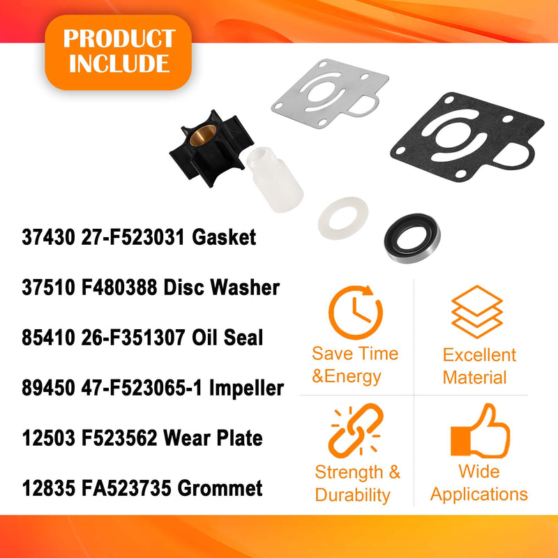 Bonbo 12012 Water Pump Impeller Kit Fit for Chrysler Force 75 85 90 100 105 115 125 140 hp 1979-1989 Replaces for OEM Part Number FK1069 - BeesActive Australia