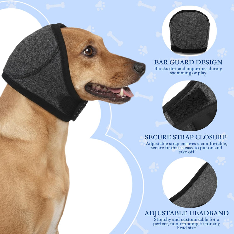 Ear Defenders and Muffs Dog Ears Cover Dog, Noise Cancelling Calming Adjustable Ear Protection for Small Medium Dogs, Grooming Bathing Thunder Fireworks（Gray-M） M Grey