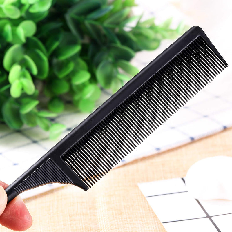 2 Pack Rat Tail Combs for Women Fine Tooth Comb Parting Tip Carbon Fiber Root Teasing Anti Static Heat Resistant Adding Volume Evening Hair Styling Black - BeesActive Australia