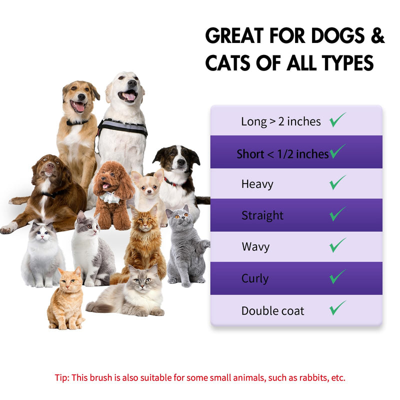 Dog Self Cleaning Slicker Brush for Shedding, Ideal for Short Long Haired Dogs, Including Cat. Removes Loose Fur, Undercoat, Mats, Tangled Hair. Suit for Large Medium Small Animal, Purple - BeesActive Australia