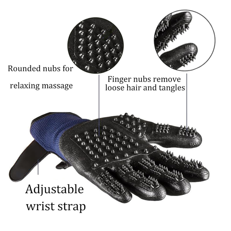 Glove Hair Removal Gloves for Dogs Cats, Pet Care Fur Change Care Cleaning Gloves Pet Brush Grooming Gloves Pet Massager, One Pair, Black - BeesActive Australia
