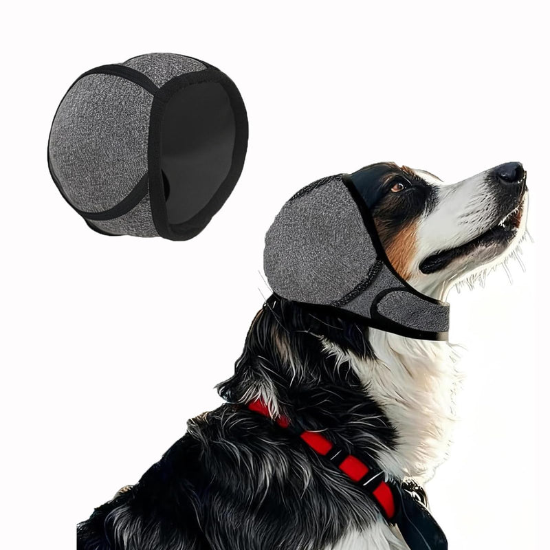 Dog Ear Muffs, Waterproof Calming Hoodie, Anti-Anxiety Ear Covers for Noise Relief, Thunder, Fireworks & Bath Time Grey Medium