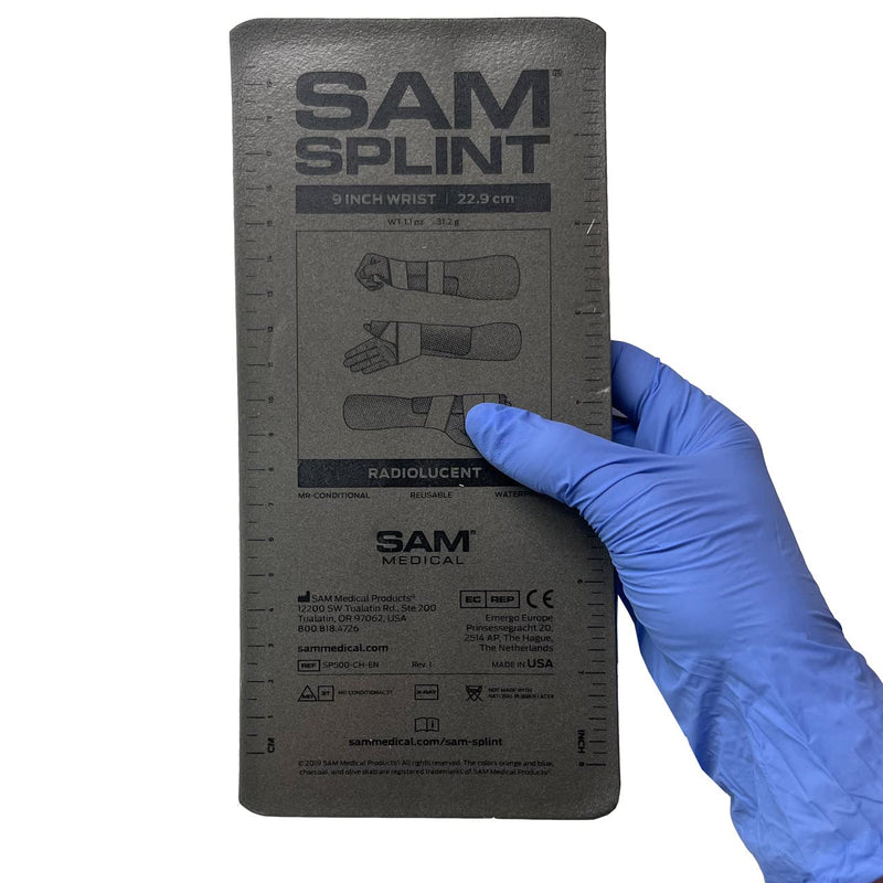 SAM Medical SAM Splint Small Flat Fold 9" x 4.25" - Moldable Aluminum Foam Splint for Fractures, Sprains & Strains, Charcoal Gray - 1 Count