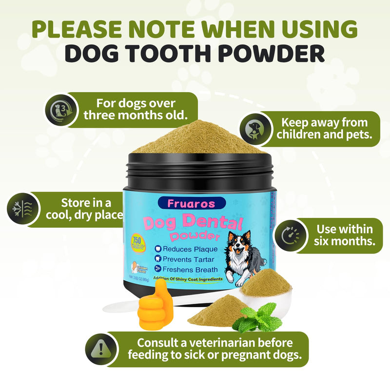 [3-in-1] Dog Dental Powder for Plaque and Tartar Support - 750M CFU Probiotics & Brown Algae Dog Breath Freshener - Vet-Grade Teeth Cleaning, Gut & Coat Health - 2.8 oz (80g) for Small Dogs & Puppies Small Dogs (2.8 oz / 80g) - 80 Day Supply