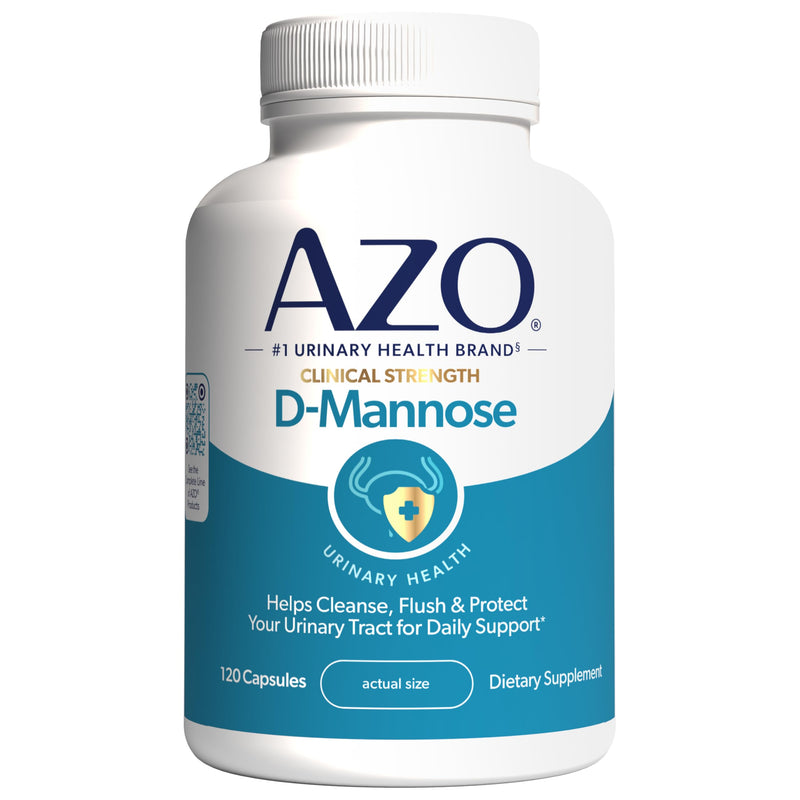 AZO D Mannose Urinary Tract Health, Cleanse, Flush & Protect The Urinary Tract, No.1 Pharmacist Recommended Brand, Clinical Strength, Non-GMO, 120 Count 120 Count (Pack of 1)