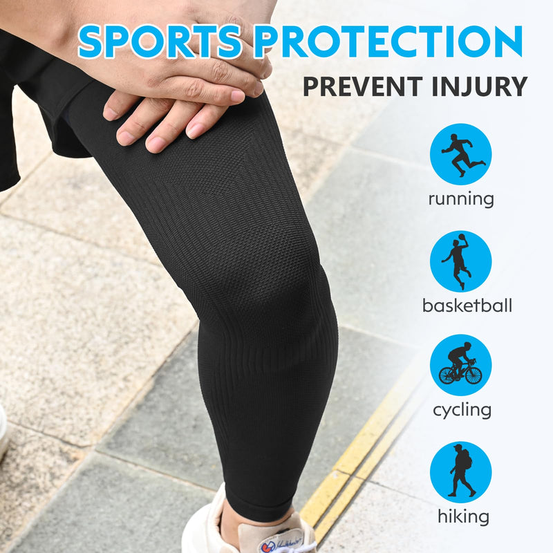 KEKING Full Leg Compression Sleeves, 20-30mmHg Graduated, Unisex, Running All Black X-Large